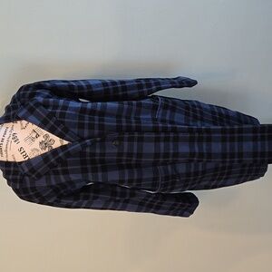 Blue Plaid Printed Cardigan
